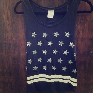 PINK Black halter tee Stars and Stripes